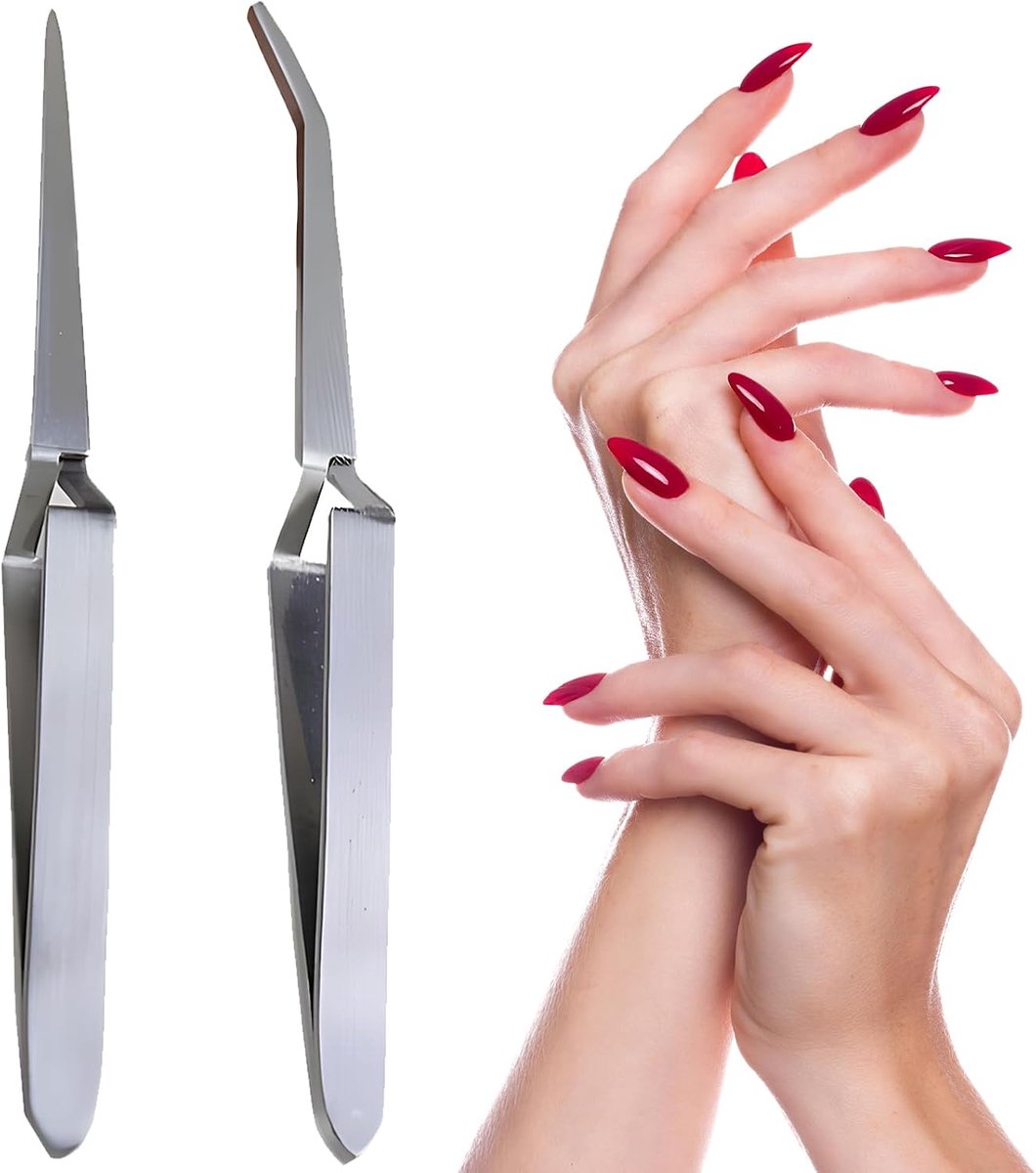 2 stuks pincet - klassieke pincet - multifunctionele nagelpincet - roestvrij staal - nail art - pincet - nagelpincet - multifunctionele manicuretool