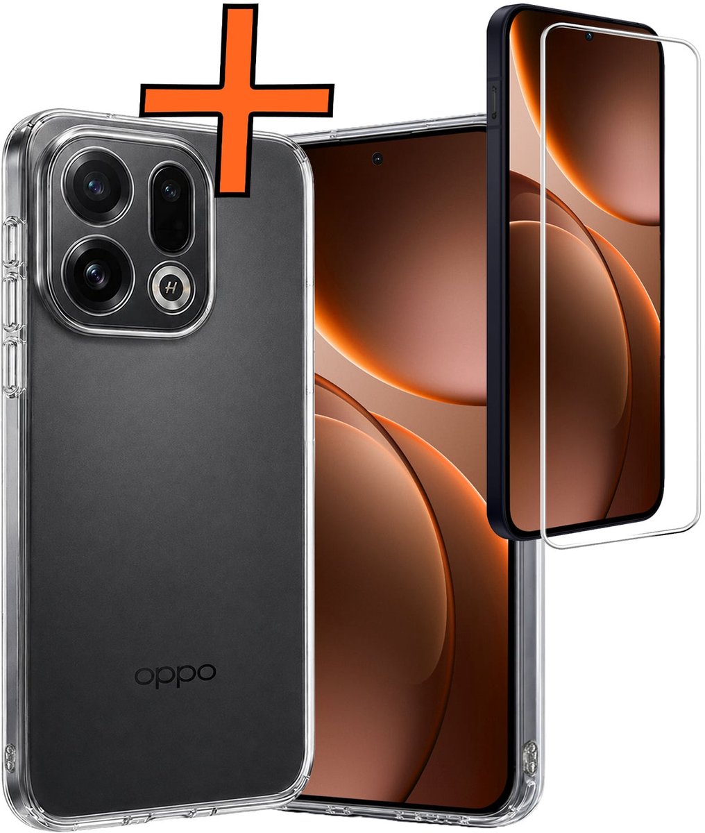 Hoes - Met Screenprotector - Geschikt voor OPPO Find X9 - Sterk & Shockproof - Back Cover - Siliconen Case - Telefoon Hoes - Transparant