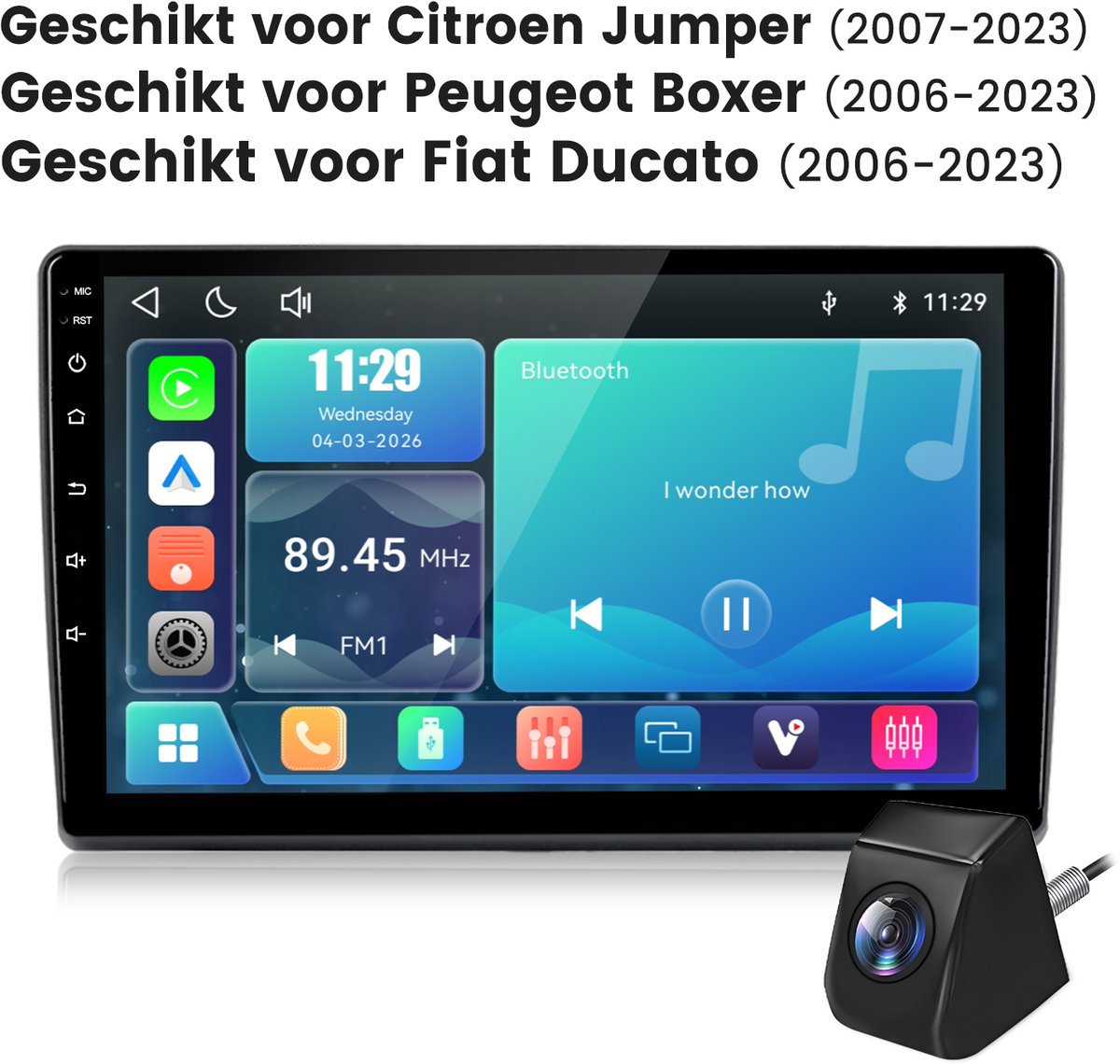 Cestovet Autoradio - Geschikt Voor Fiat Ducato Peugeot Boxer Citroen Jumper 2006 t/m 2023 - Apple Carplay & Android Auto (Draadloos) - LINUX - Touchscreen - Achteruitrijcamera