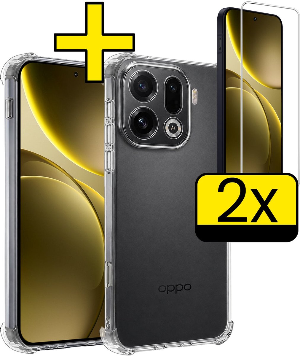 Hoesje - Met Screenprotector - 2 Stuks - Geschikt voor OPPO Find X9 Pro - Sterk & Shockproof - Siliconen Case - Back Cover - Telefoon Hoes - Shock Proof - Telefoonhoesjes - Transparant