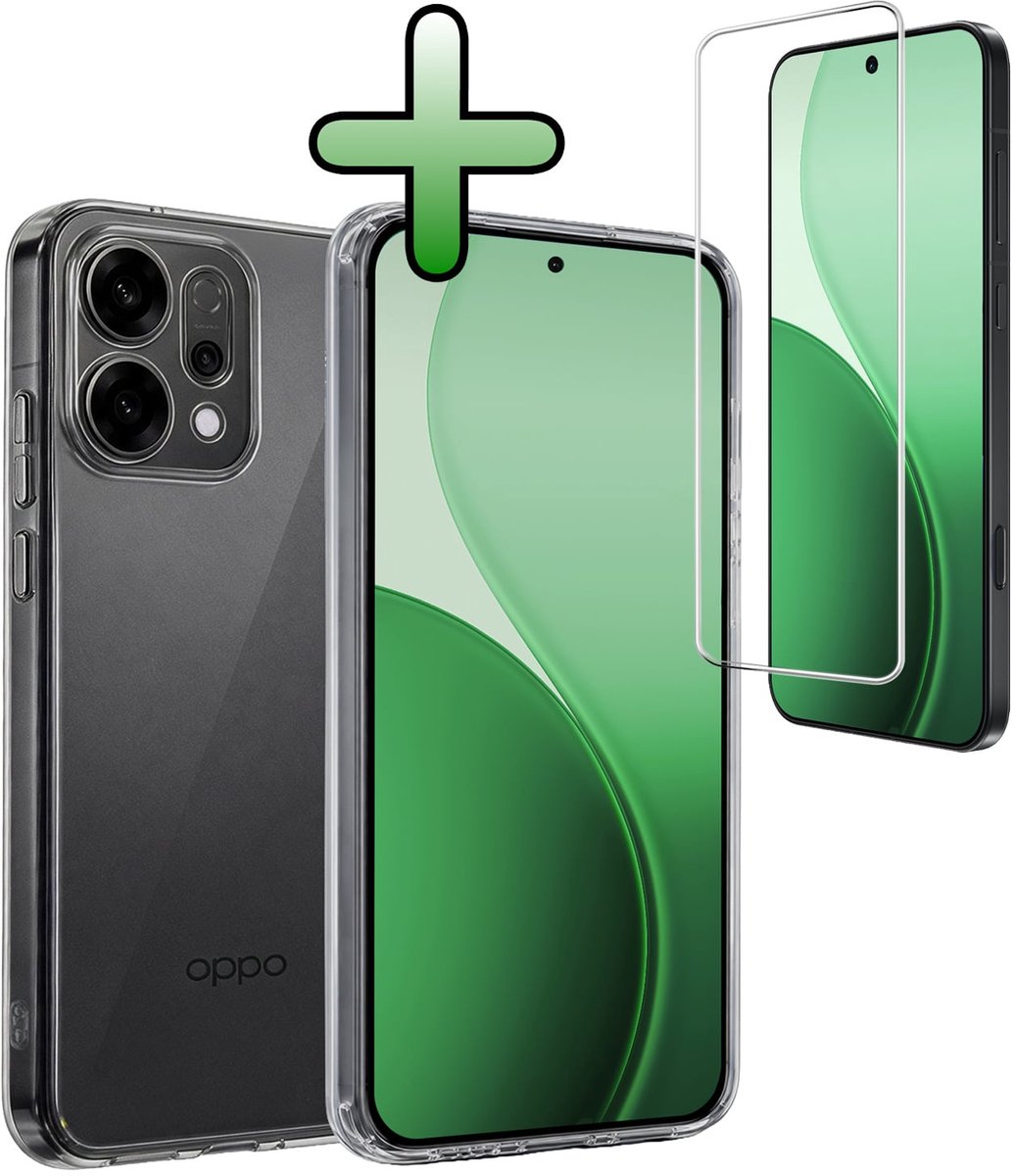 Hoesje Met Screenprotector - Geschikt voor Oppo Reno 14 - Sterk & Shockproof - Back Cover - Siliconen Case - Telefoon Hoes - Transparant