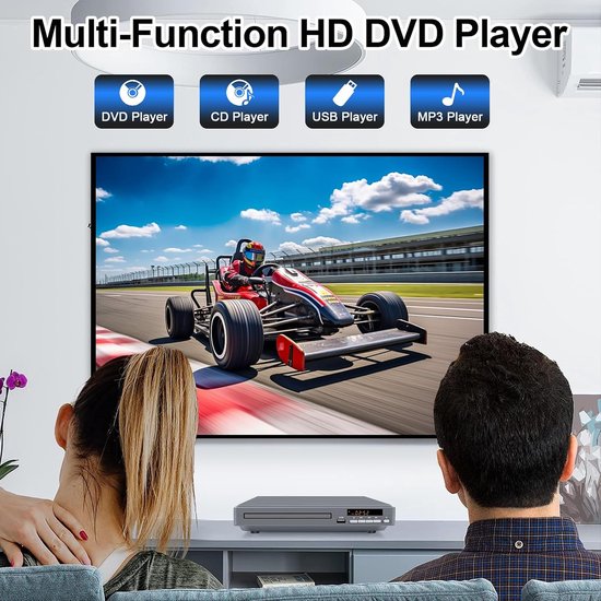 DVD Speler - Home Cinema - Films Kijken - Regiovrij Afspelen - 1080p Upscaling - Grijs — afbeelding 5