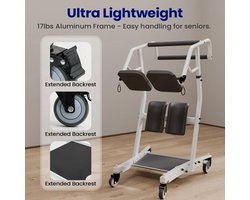 Tillift – Transferhulp – Patiëntenlift – Passieve Tillift – Personenlift – Verstelbare Hoogte – Inklapbaar Frame – Veilig Gewatteerd Tuig – 180 kg Draagvermogen