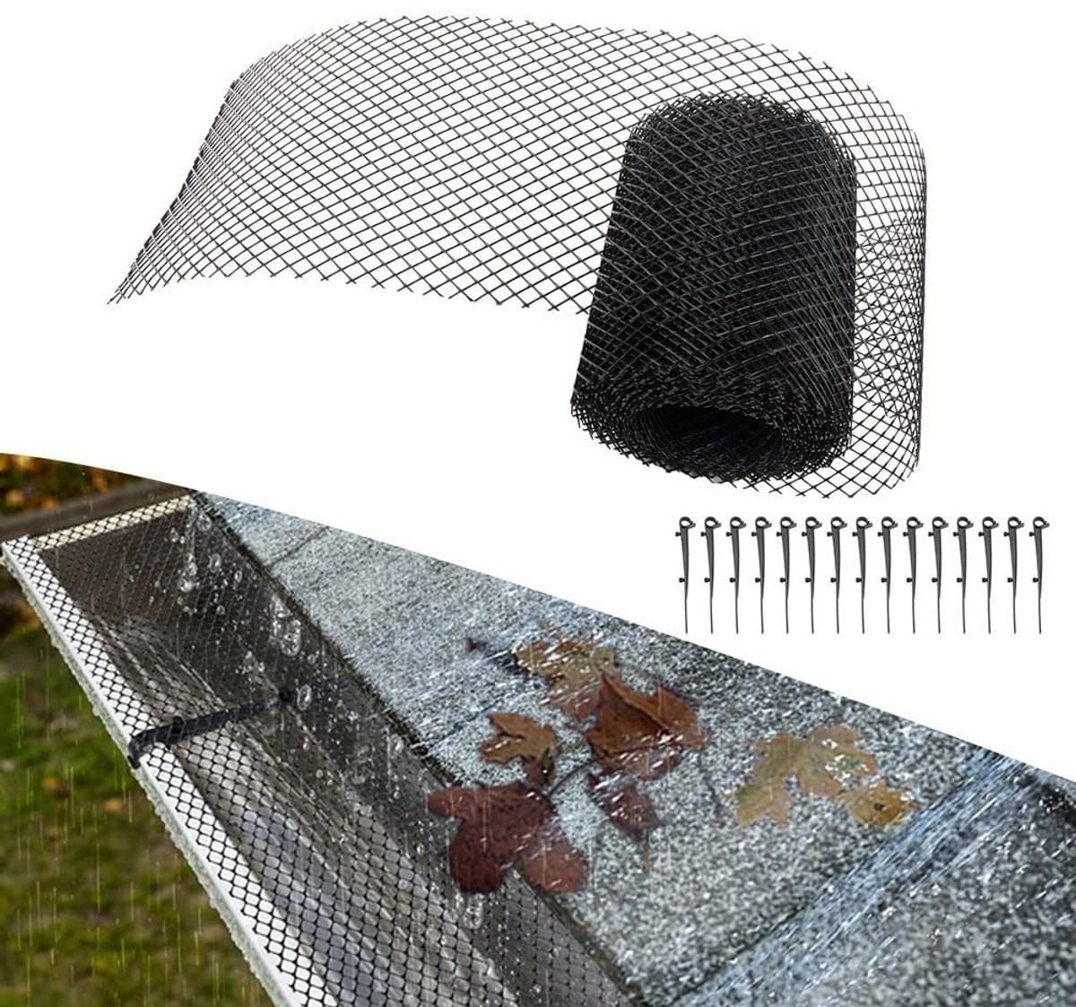 Elzusha - PVC Dakgootbescherming Net 6 m met Clips