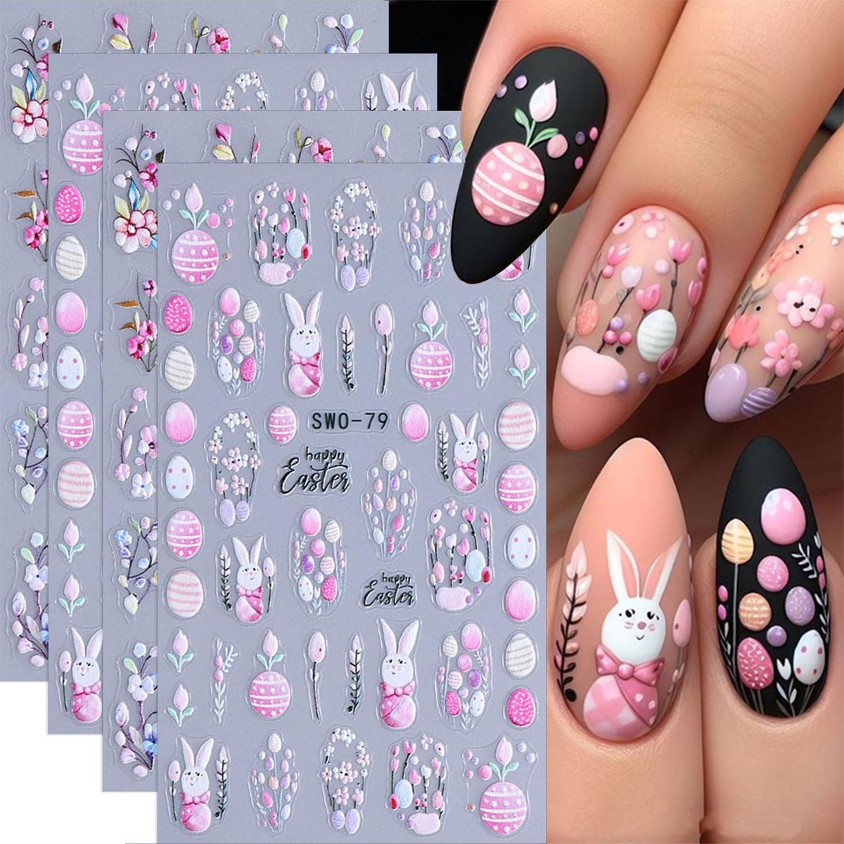 SolidKeus - Set van 4 Lente Nagelstickers voor Nail Art