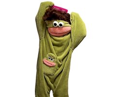 Casalora® Silly Onesie groene pluche monsteronesie pyjama's, gezellige full-body slaapkleding met zachte stof, lange mouwen, schattig cartoondesign