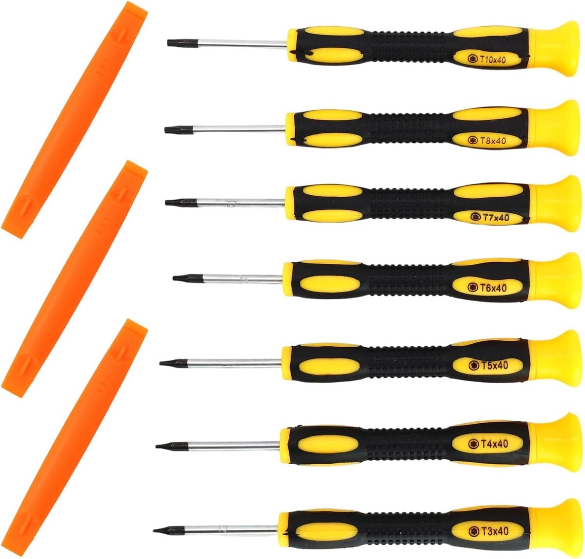 Torx-schroevendraaierset - 10-delig - T3 - T4 - T5 - T6 - T7 - T8 - T10 - met 7 magnetische schroevendraaiers en 3 hefboomgereedschappen - precisiegereedschap voor PS5 - PS4 - PS3 - Xbox - MacBook - computer