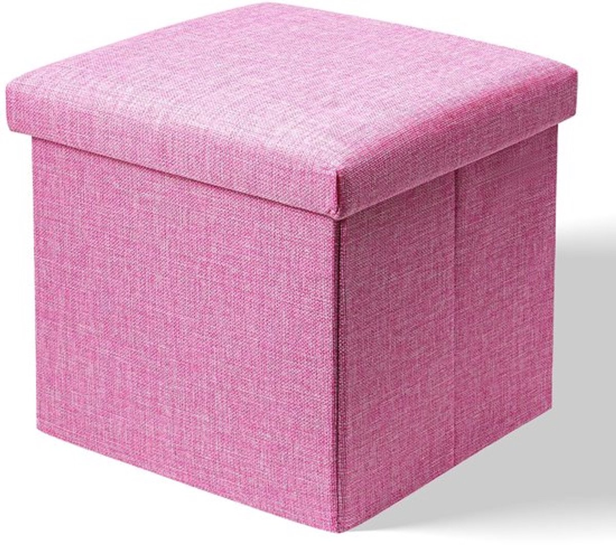 Opbergbox met deksel - Opbergdoos - Opbergpoef - Speelgoedkist - Herinneringsdoos - Roze kubusvormig ontwerp