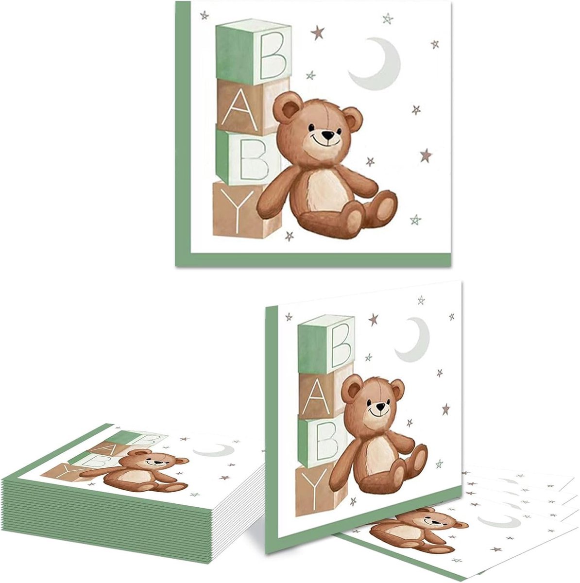 20 Stuks Beren Feest Servetten - Dikke en Absorberende Papieren Servetten voor Kinderfeestjes, Babyshowers en Dieren Thema Decoraties