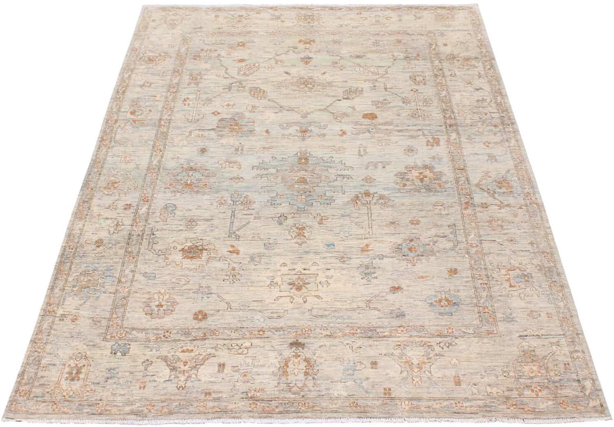 Elegante Handgeknoopte Afghaanse Art Deco Wollen Vloerkleed
