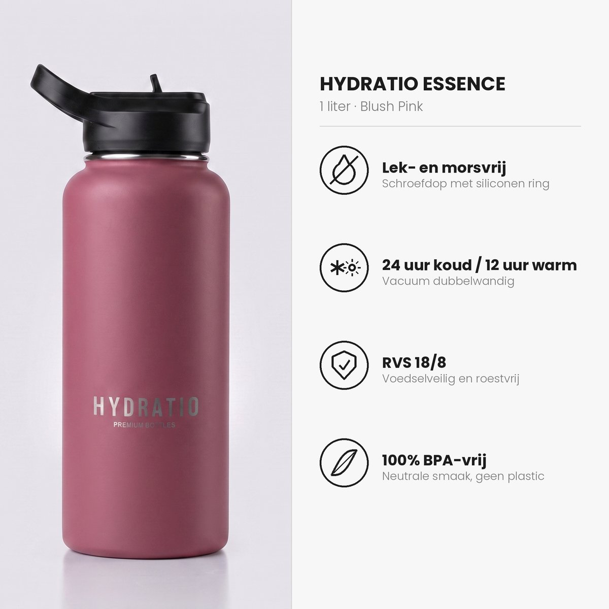 Hydratio Essence Thermosfles 1 Liter Roze thumbnail 3