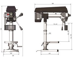 Radiaalboormachine tafelmodel boren tot ø 16 mm MK2 750W 230V uitlading 115-430 mm Optidrill