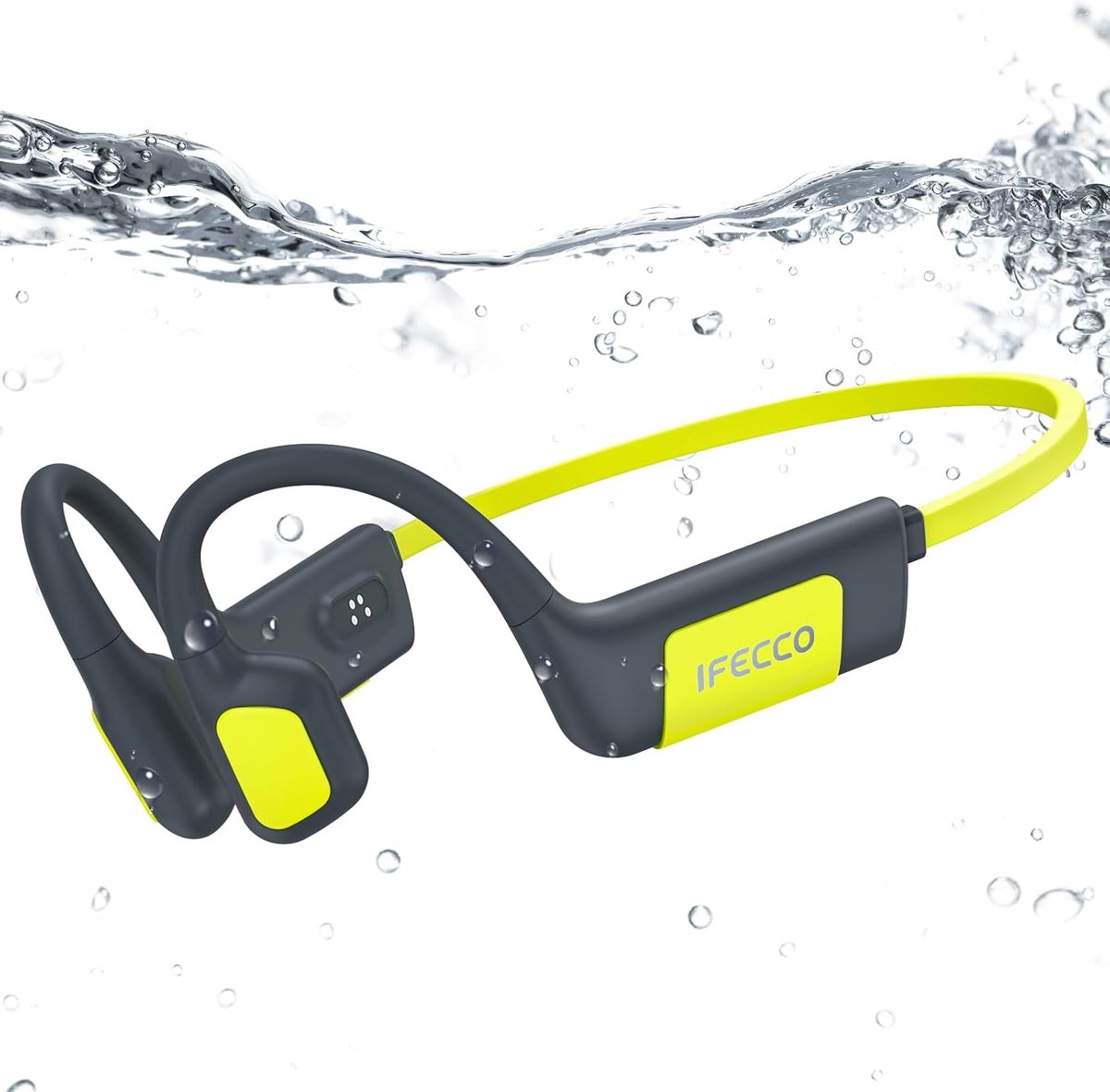 SnelShoppen - IFECCO Zwem Hoofdtelefoon Onderwater - IP68 Waterdichte Beengeleiding Hoofdtelefoon met Bluetooth 5.4, Open Oordopjes en 32GB MP3-speler