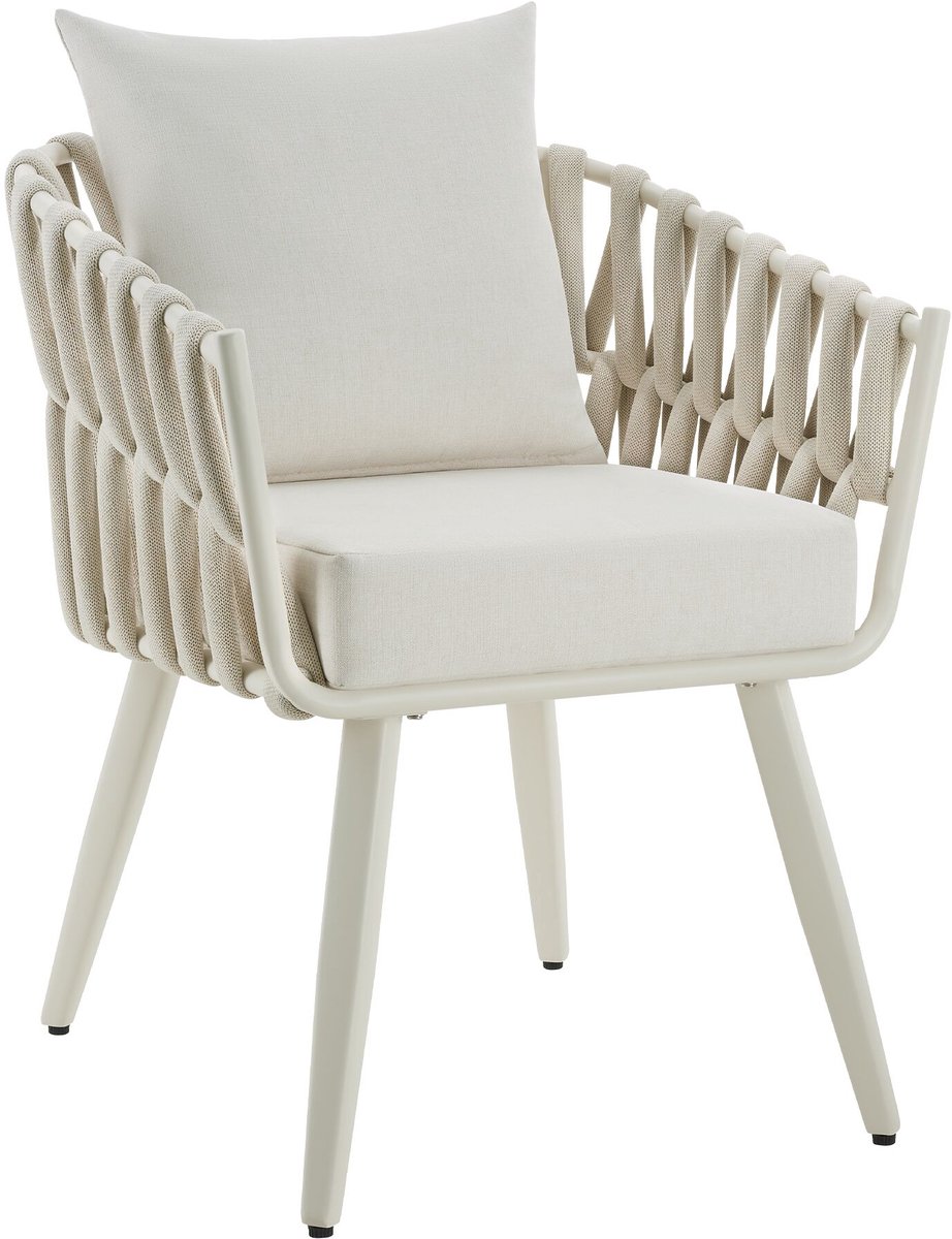 tectake® Tuinstoel Lugano - Loungestoel met Aluminium Frame - Buitenstoel in Rope-Design - Buiten Fauteuil met Dikke Kussens - Voor Tuin of Balkon - Terrasstoel - UV- en Weerbestendig - Antraciet