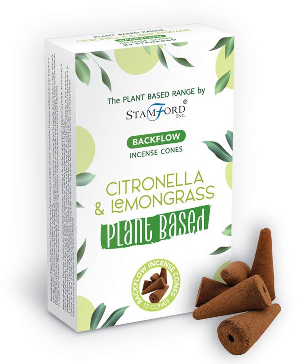 2x Stamford Citronella & Lemongrass Backflow Wierookkegels (Plant Based Range) - Citroen wierook - Muggen weghouden