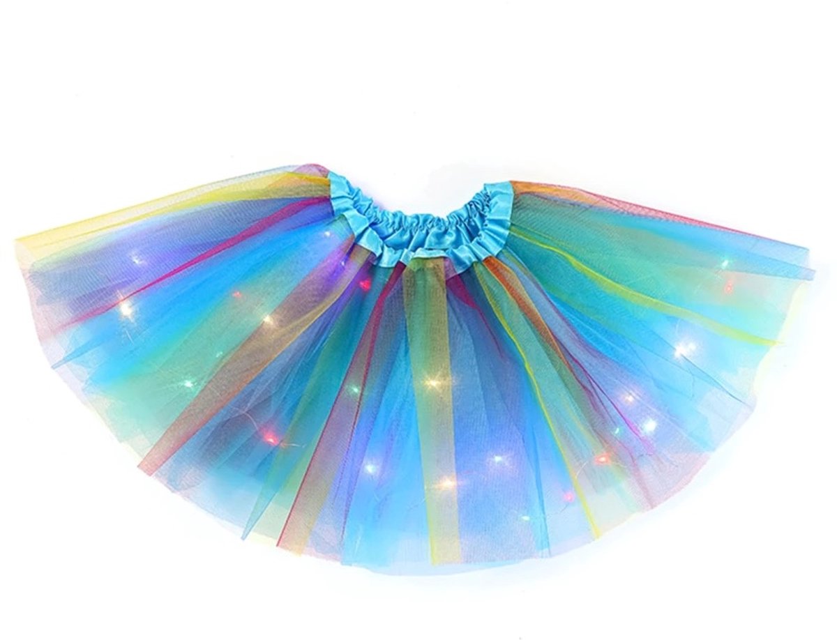Wantohave LED Lichtgevend Rokje / Tutu Mini - Regenboog Blauw - Met Gekleurde RGB Verlichting - Voor meisjes
