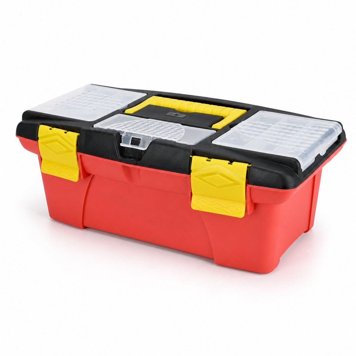 Viskoffer met Uitneembare Tray - Transparante Klepvakken - Draagbaar - Rood/Zwart