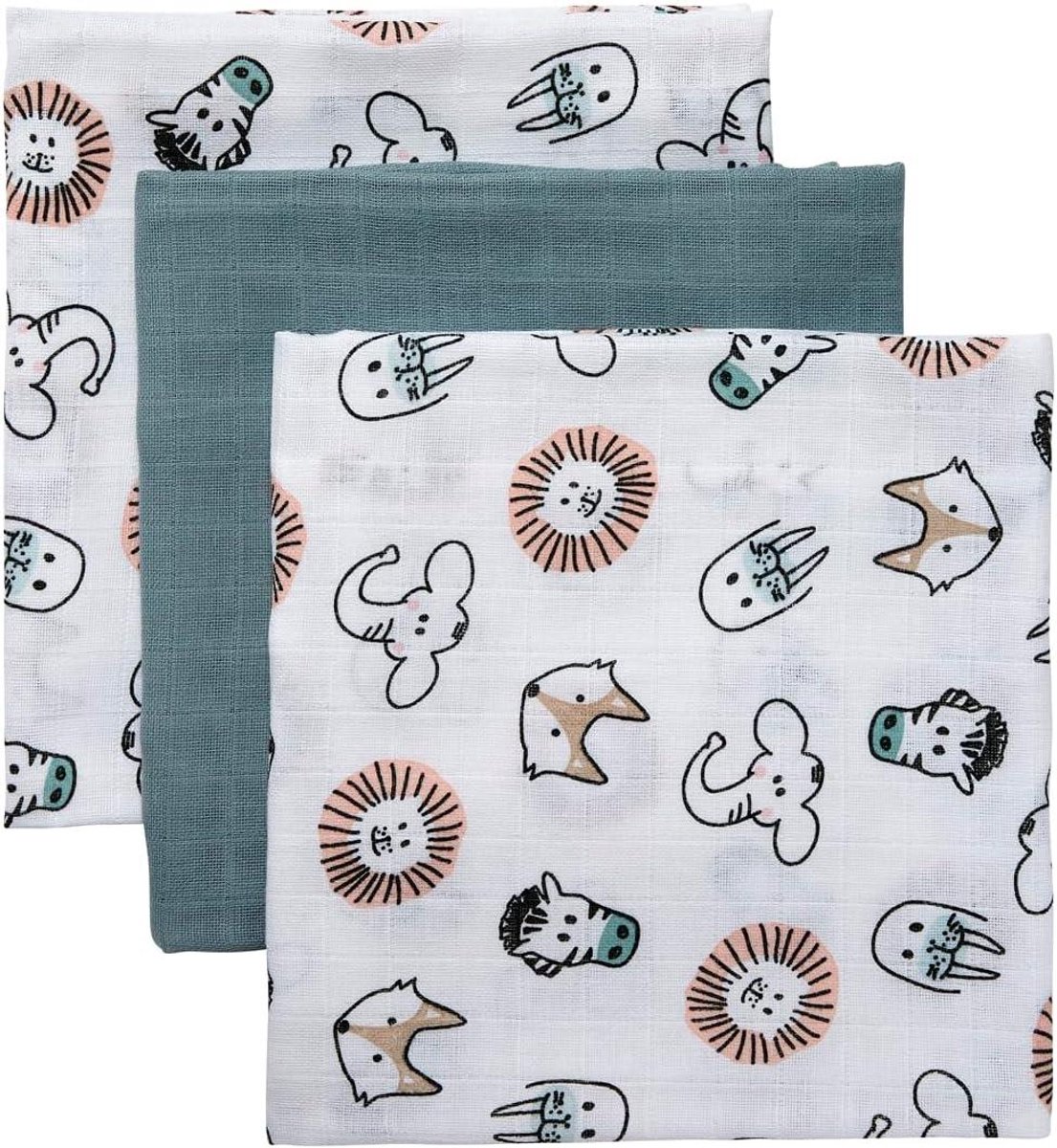 Hydrofiele luiers - Mousseline doeken - Baby verzorgen - 100% katoen - 3-pack 70x70 - Grijsgroen