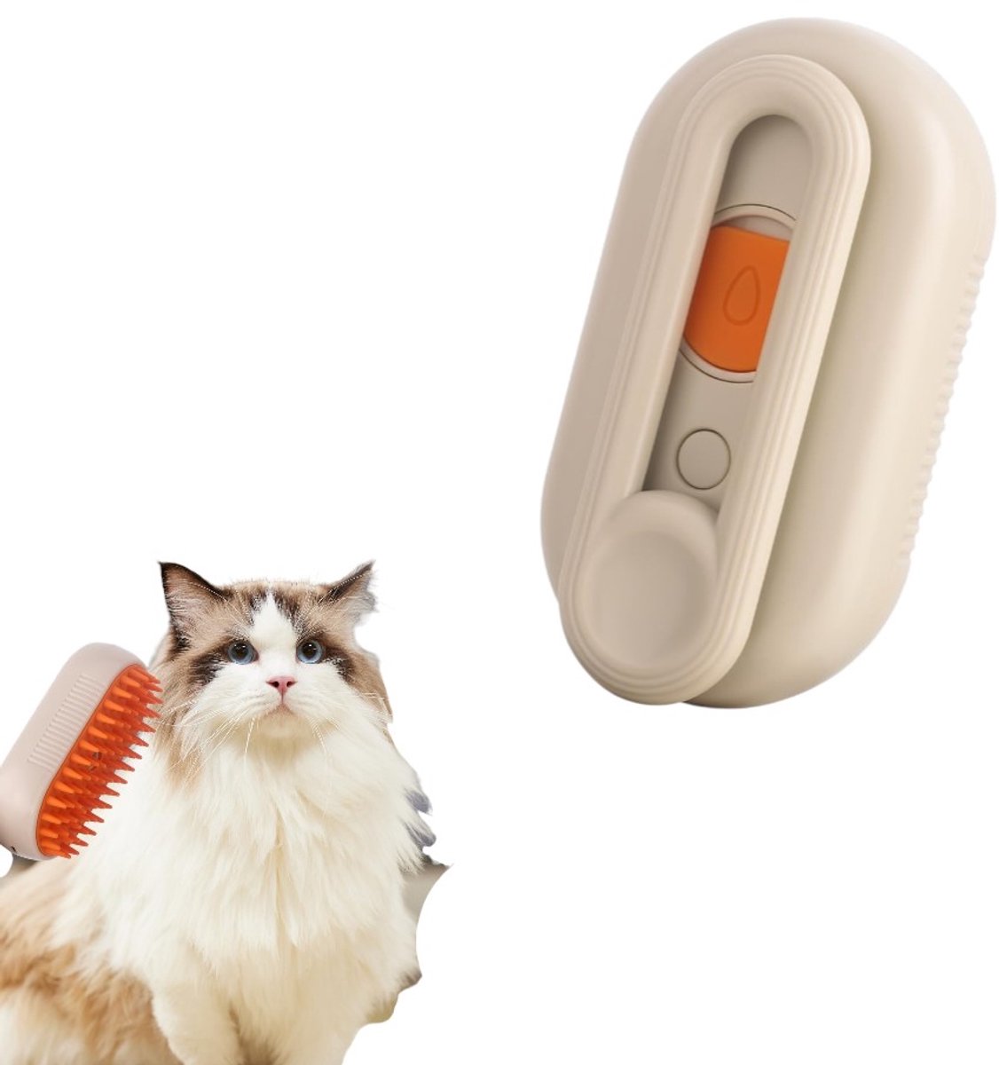 Khaki huisdiermassageborstel - Zacht voor de huid - Verzorgt de vacht gemakkelijk - Voor het verwijderen en kammen van haar - Geschikt voor katten en honden - 12*6,5 cm