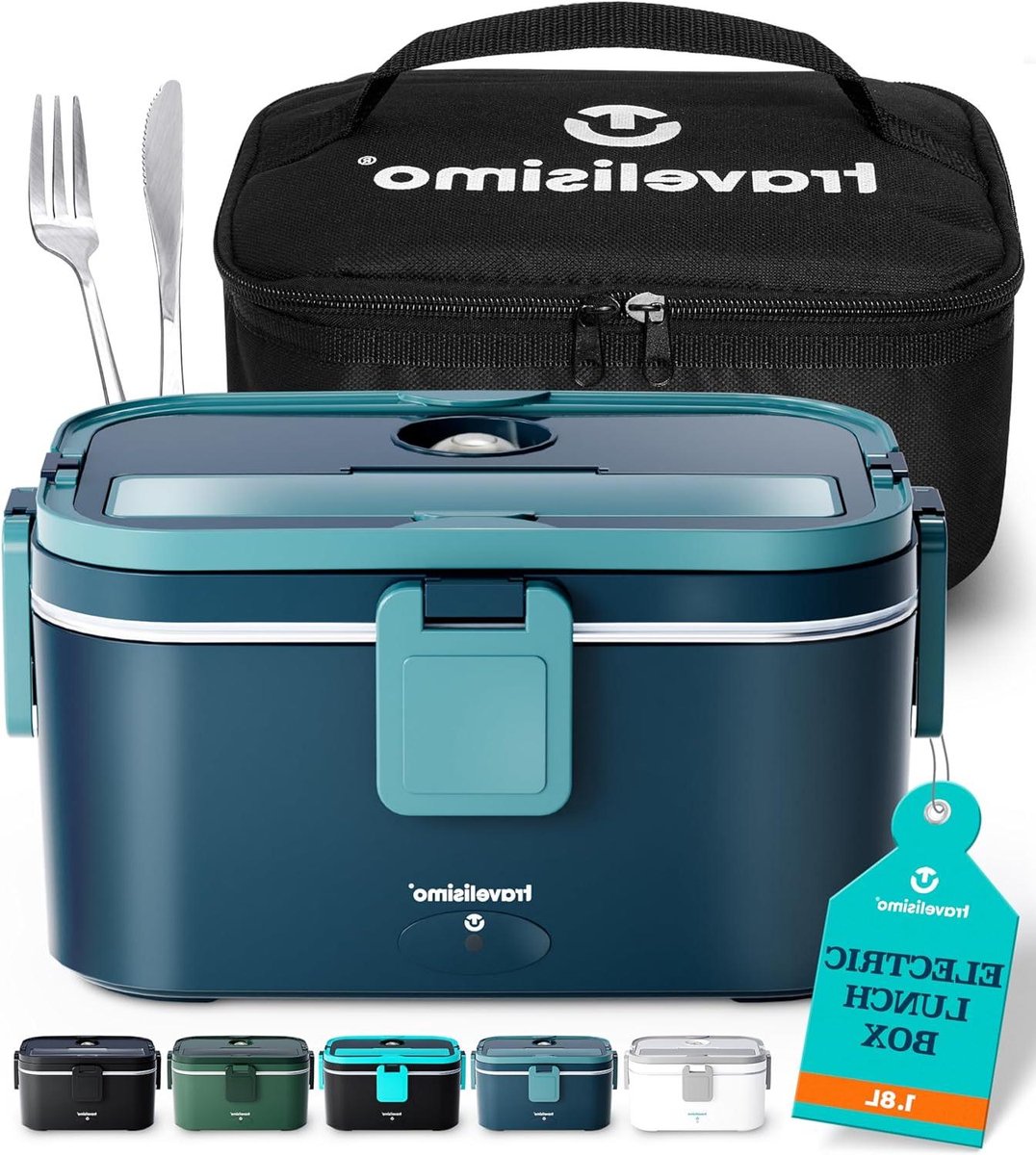Elektrische Lunchbox - Voedselwarmer Lunchtrommel - Warme Maaltijden Onderweg - Drie Voltages - 1.8 Liter - Zilver