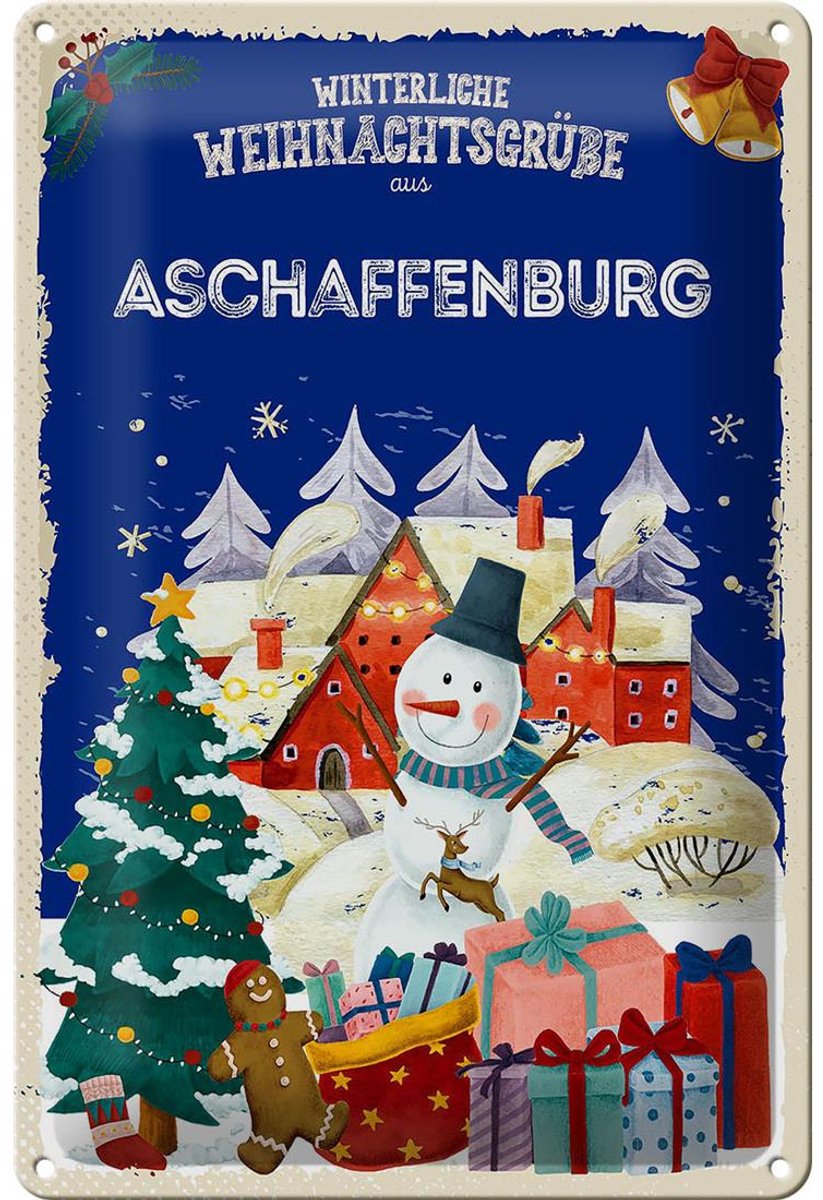 Blechschild Weihnachtsgrüße ASCHAFFENBURG 20x30cm