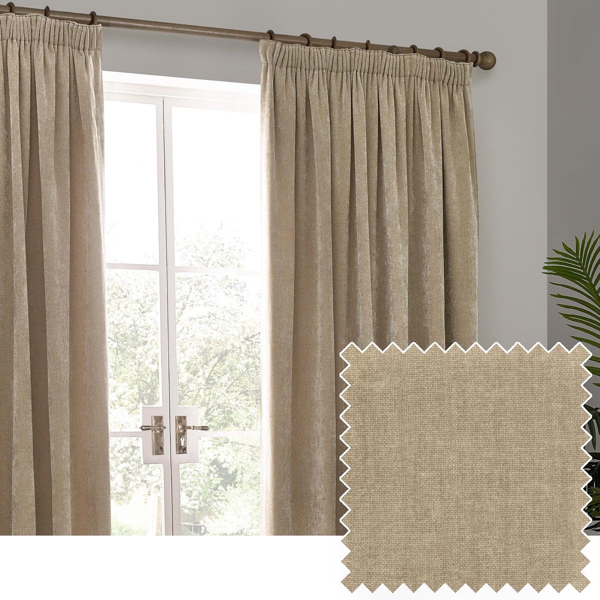 Zware Chenille Velvet Potlood Plooi Gordijnen