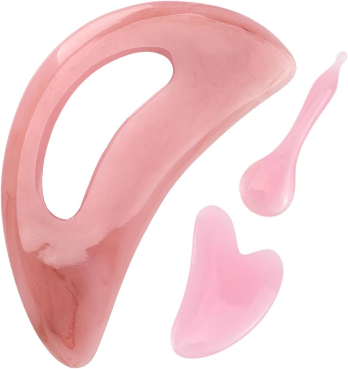 Gua Sha set - Massage schraper - Lichaamsmassage ontspanning - Ergonomisch handvat ontwerp - 3 stuks - Roze