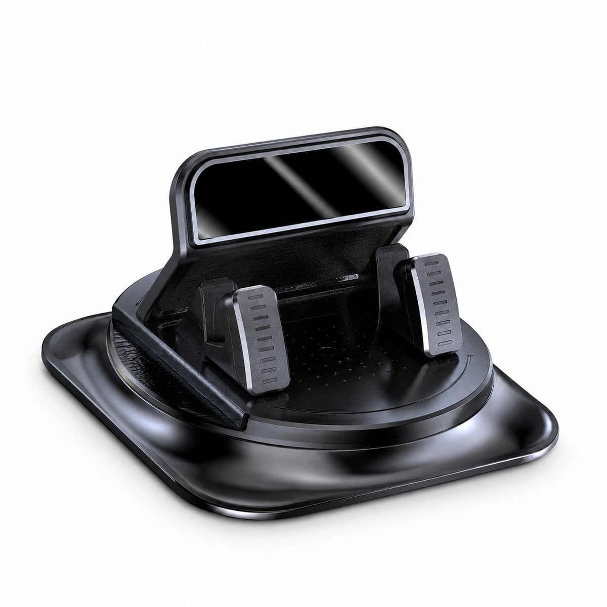 Bobypet - 360° Draaibare Telefoonhouder Auto Dashboard met Antislip Siliconen Voet - Automatische Vergrendeling Smartphone Houder - Universeel voor Handsfree Navigeren - Zwart