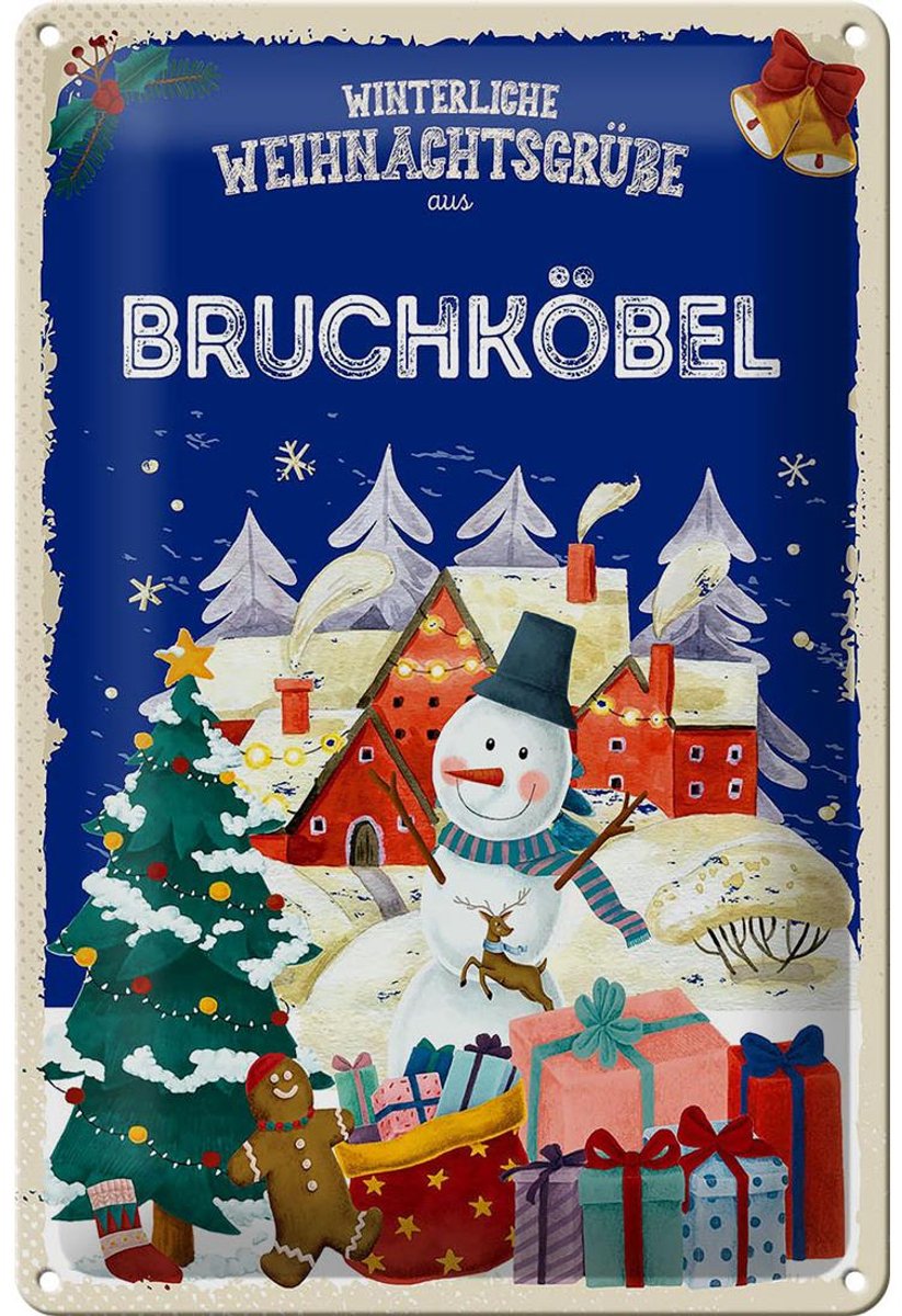 Blechschild Weihnachtsgrüße BRUCHKÖBEL 20x30cm