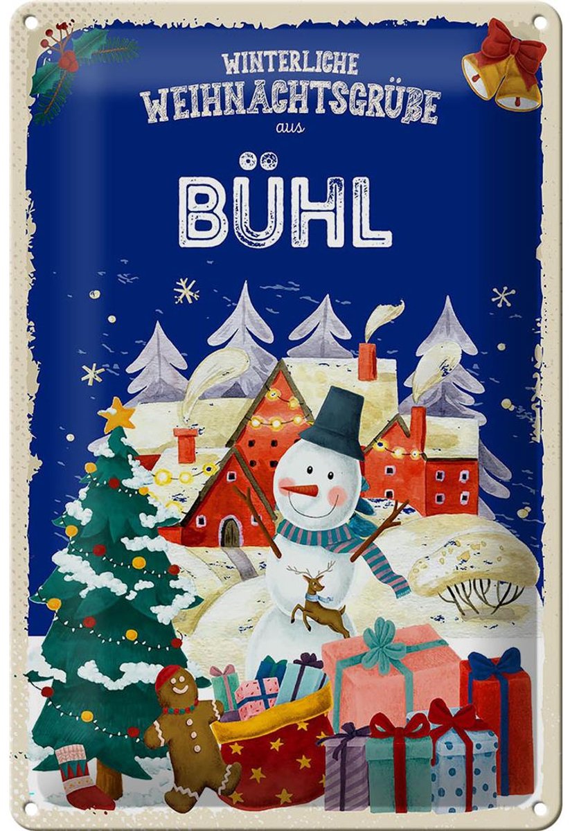 Blechschild Weihnachtsgrüße BÜHL Fest 20x30cm