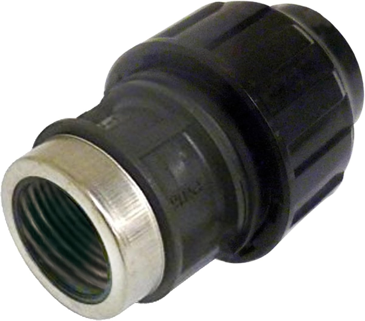 725340 Polyethyleenverbinding met binnendraad met stalen versterking, Ø 40 mm x 1 ¼ inch, kleur: zwart, ontworpen als snelverbinding voor irrigatiebuizen van 40 mm, bestand tegen hoge druk