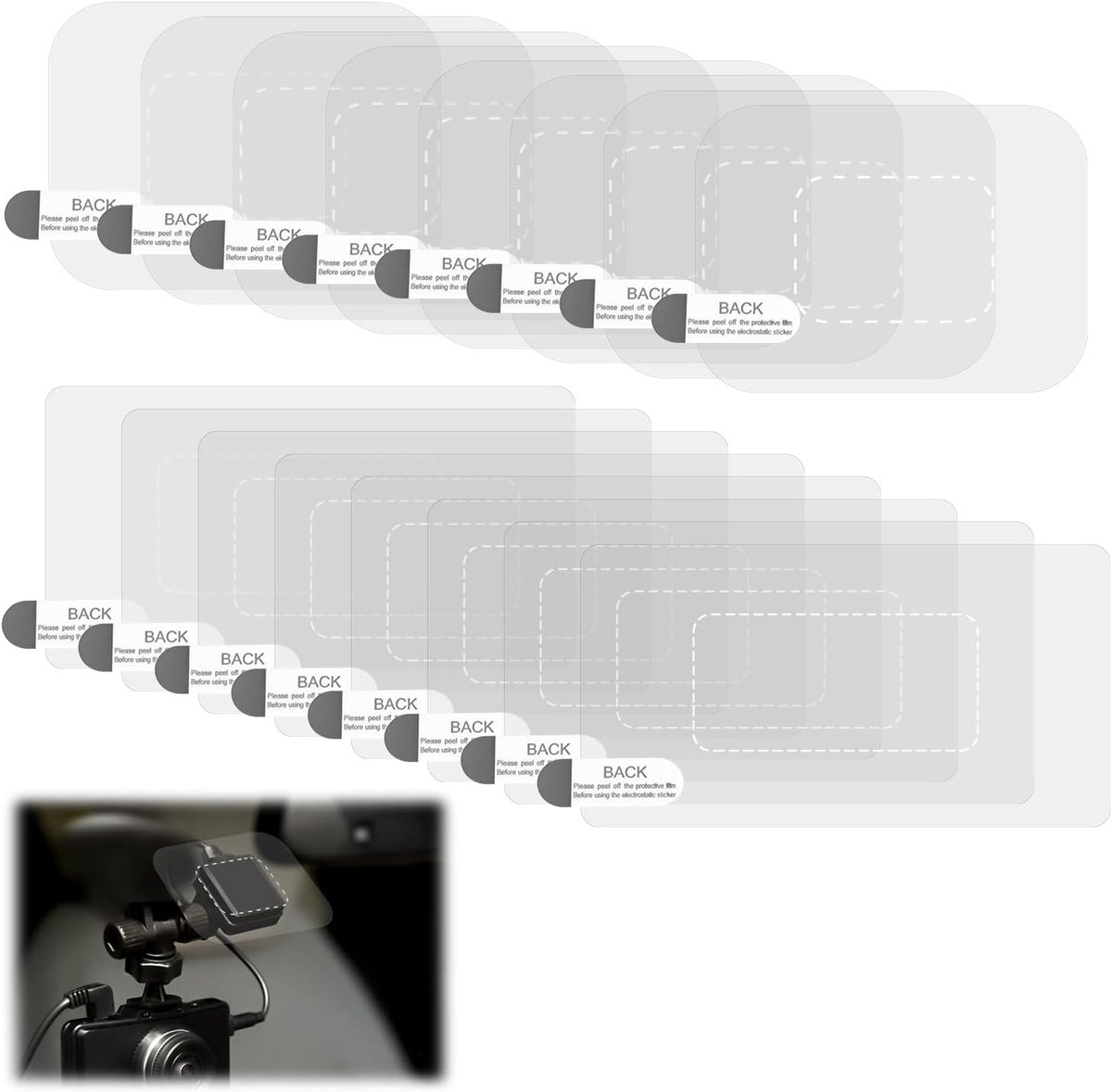 16st Voorruit Dashcam Stickers, Weerbestendige Voorruit Film voor Stickers Transparante Elektrostatische Sticker Duurzame Voorruit Camera Elektrostatische Film voor Montage Dash Cam