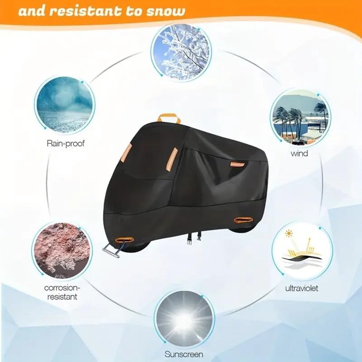 Waterdicht Motorhoes - 245 x 105 x 125 cm - 210D Oxford Afdekhoes - voor Motor & Scooter - Winddicht - met Elastische Zoom & Klikgesp - UV-Bestendig & Ademend - Inclusief Opbergtas - Zwart – foto 5