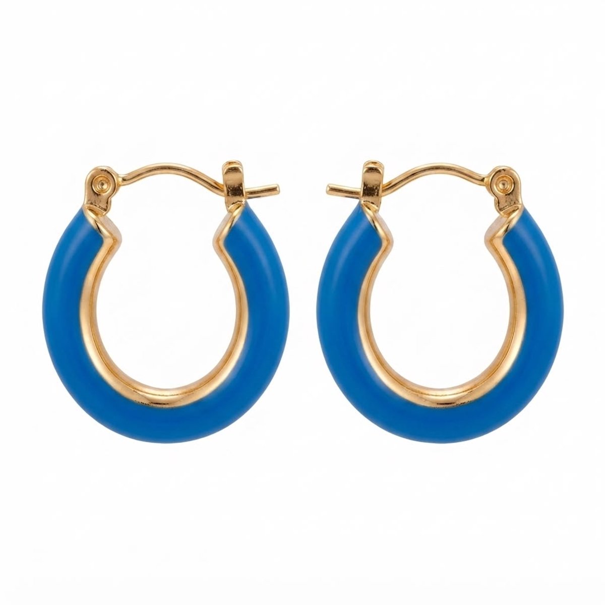 Oorringen Oorbellen Dames Blauw Goud – Chirurgisch Staal 24 mm