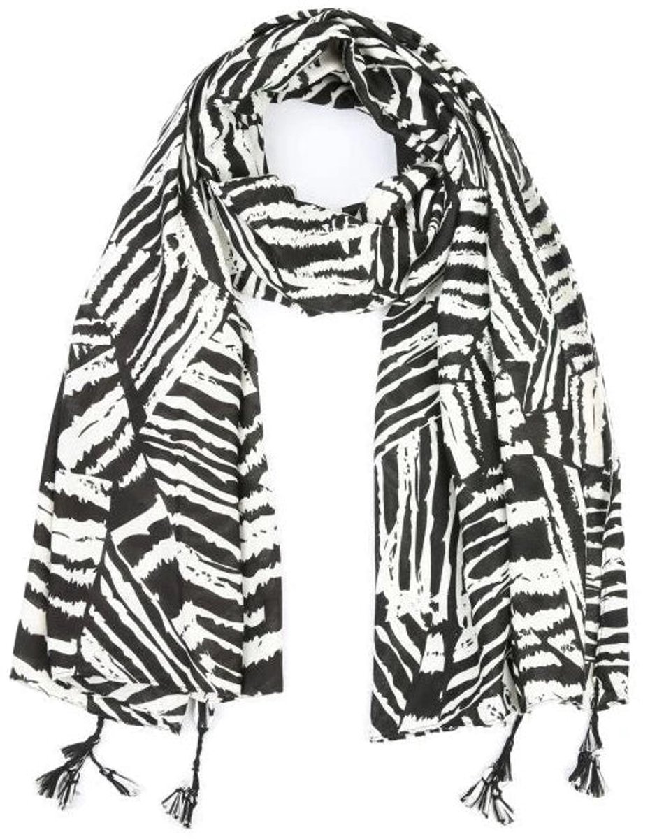 Sunset Fashion Sjaal Klassiek Zebra zwart wit 180x90cm