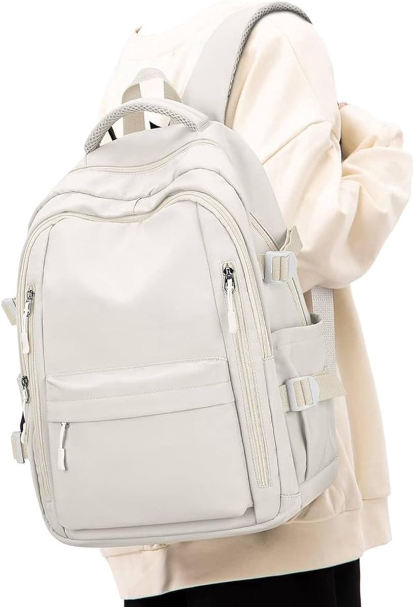 Rugzak - Schooltas - Schoudertas - Schooltas voor meisjes, schooltas voor tieners, waterdichte laptoprugzak voor jongens - Wit