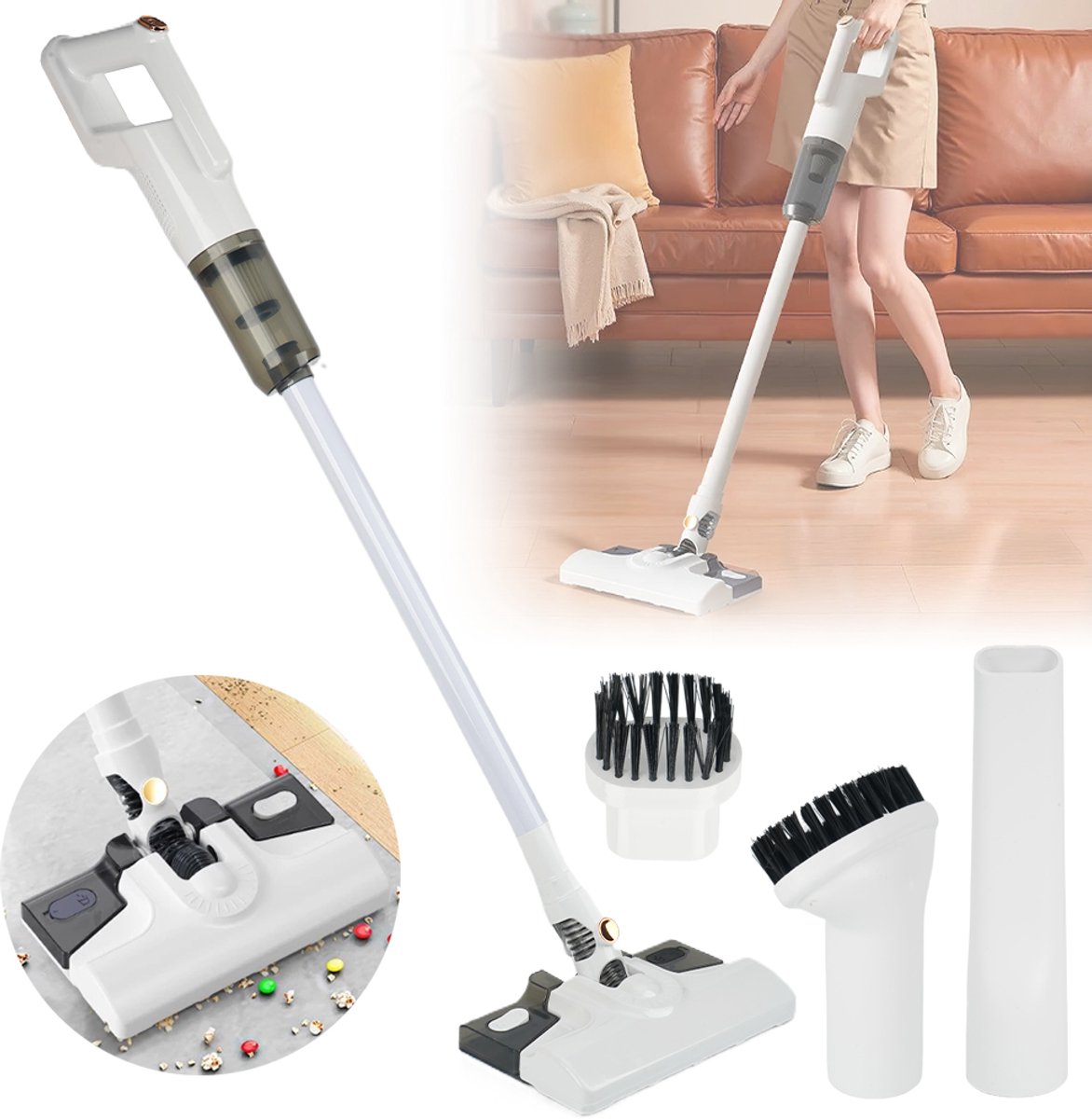 Draadloze Handstofzuiger Met 7000 Pa Zuigkracht 210 ml Watertank En 2600 mAh Accu - Ergonomisch Lichtgewicht USB-C - Nat Dweilen En Stofzuigen Voor Hardhouten Vloeren, Tegels En Tapijt