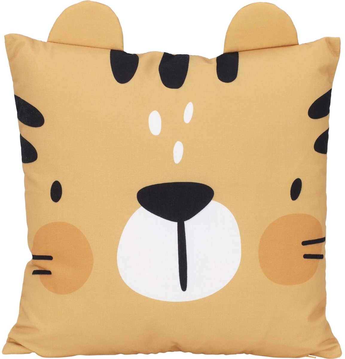 Home & Styling Dieren sierkussen kinderkamer - Tijger - bruin - 40 x 40 x 8 cm - polyester