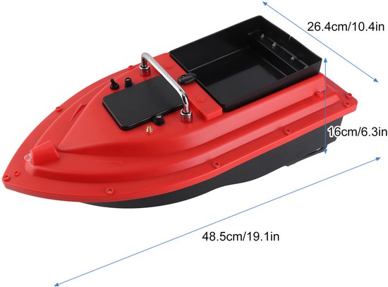 Voerboot - Aas- / visboot - Afstand bestuurbare boot - Karper voerboot - Verlichting - 400-500 meter bereik - Opbergtas - Karpervissen - RC-aasboot - Radiografisch bestuurbare aasboot - Rood — afbeelding 5