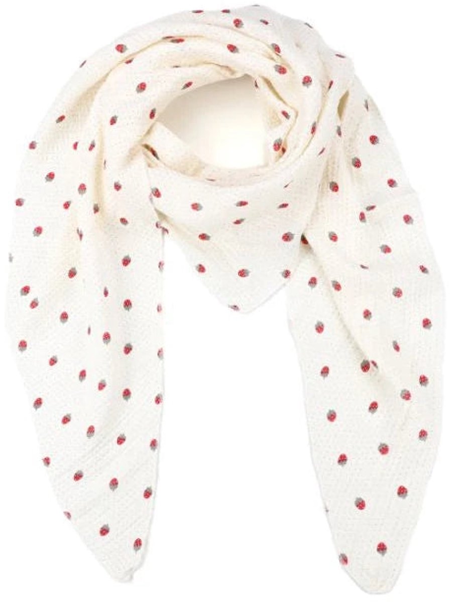 Sunset Fashion Sjaal Strawberry wit rood 180x80cm