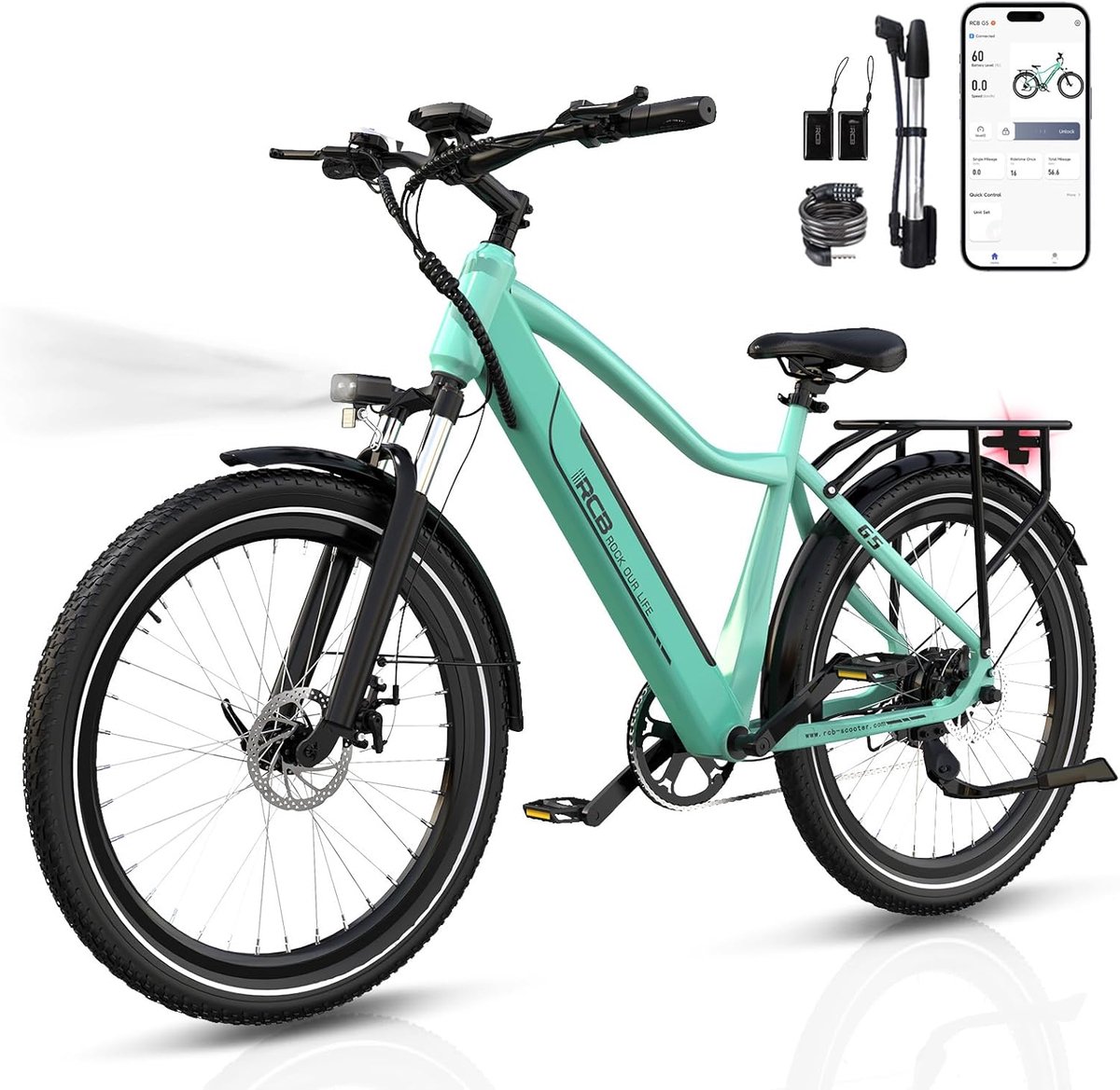 Bol.com RCB Elektrische Fiets - 250W Motor - 36V 13Ah - Tot 60-90km - 7 Versnellingen - Met App en NFC aanbieding