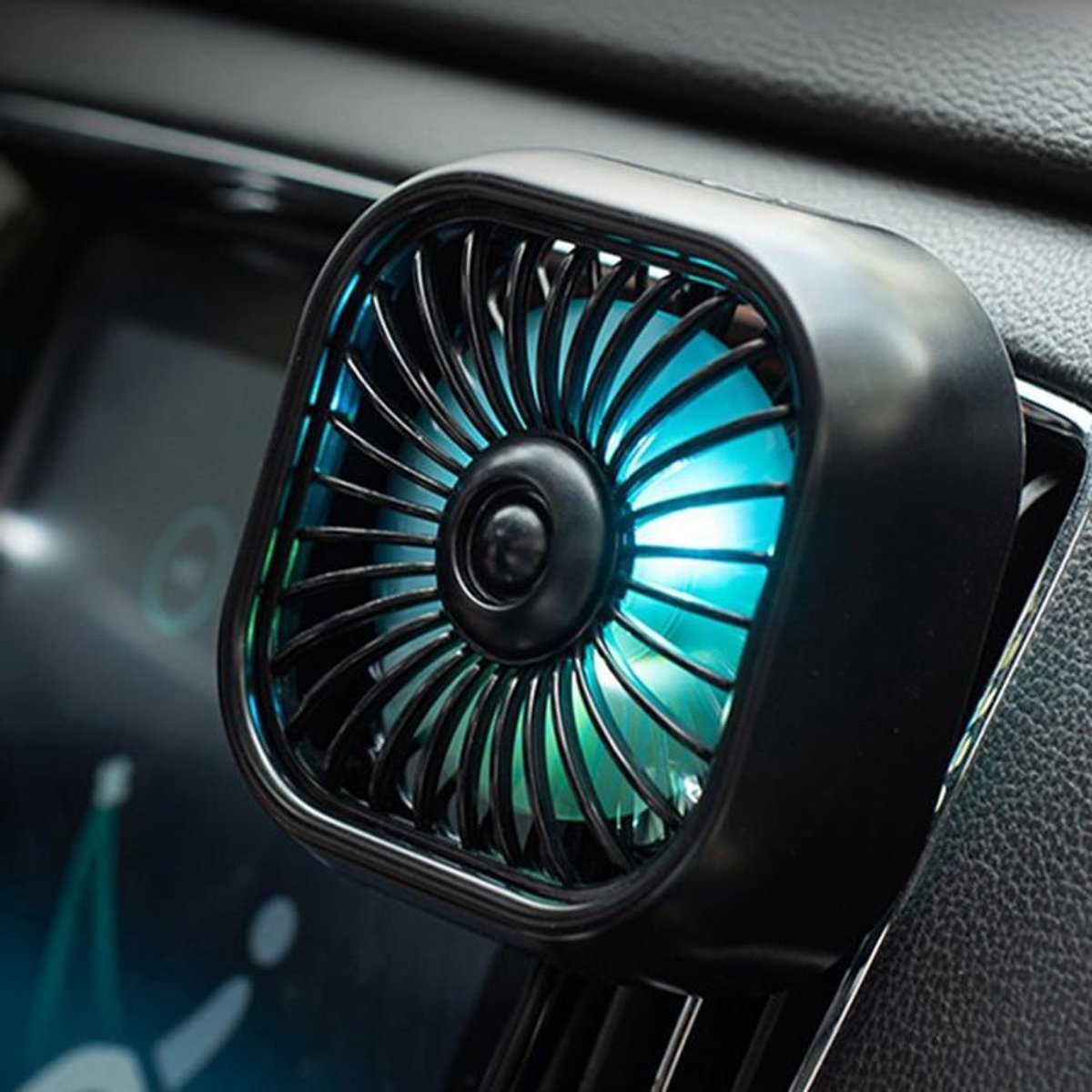 LISM-Mini USB-ventilator, 3 snelheidsstanden, laag geluidsniveau - geschikt voor auto's, huizen en kantoren, met LED-verlichting, kaki kleur.
