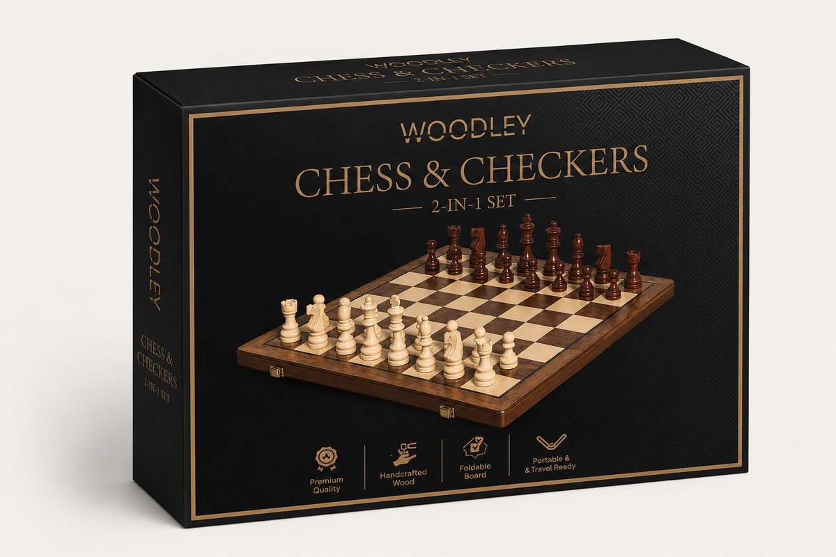 Woodley schaakbord - Damset