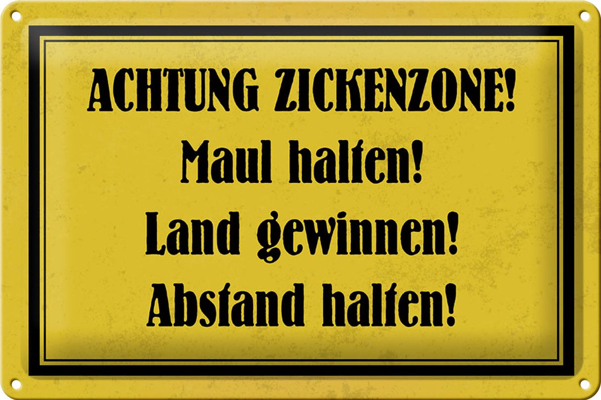 Blechschild Spruch 30x20cm Achtung Zickenzone Schild