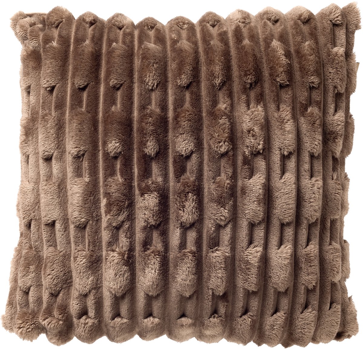 Dutch Decor LUCA - sierkussen 45x45 cm - gerecycled - bontlook - Driftwood - taupe - Inclusief binnenkussen - Luxe kussens voor woonkamer & bank