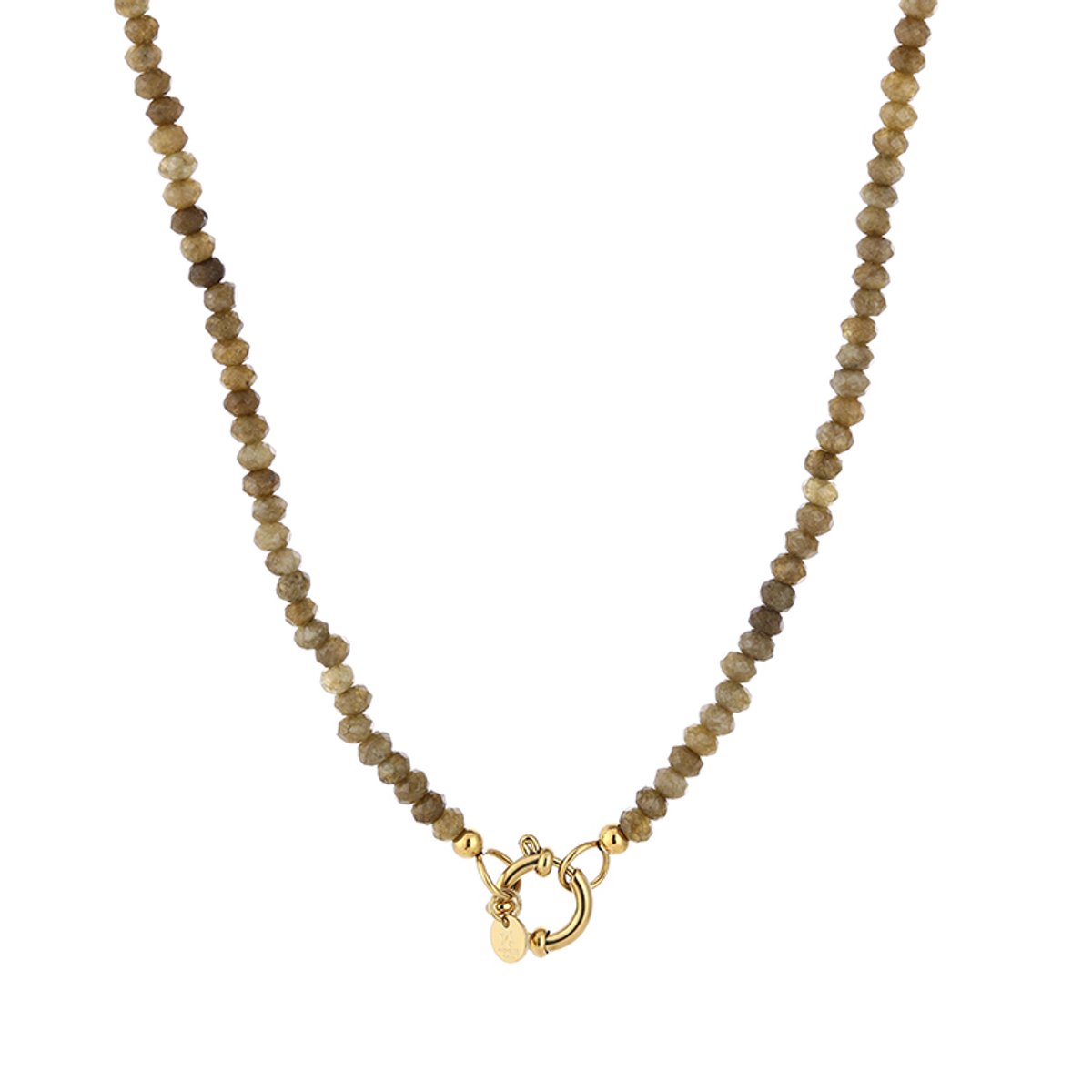 Gevacetteerde Kraalketting met Kapittelsluiting – Kralen Ketting – RVS - Groen