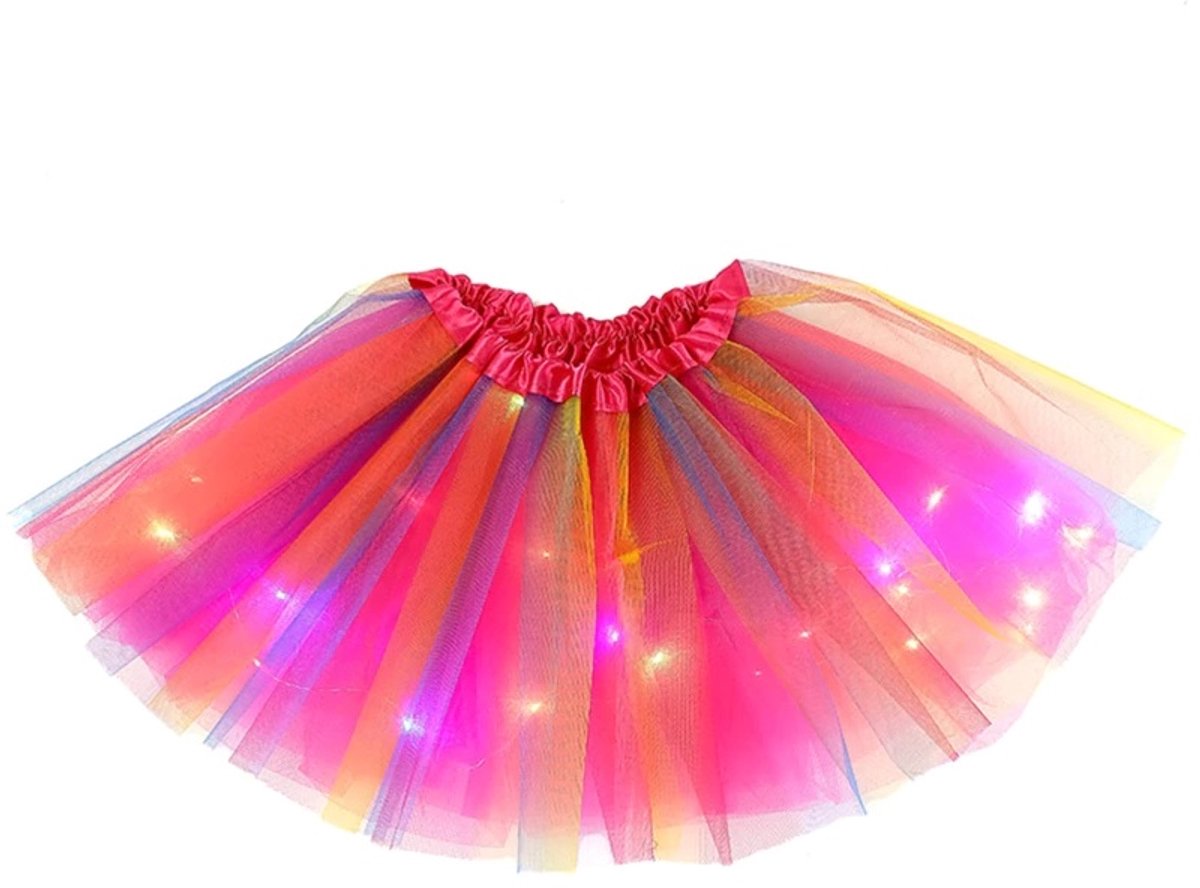 Wantohave LED Lichtgevend Rokje / Tutu Mini - Regenboog Roze - Met Gekleurde RGB Verlichting - Voor meisjes