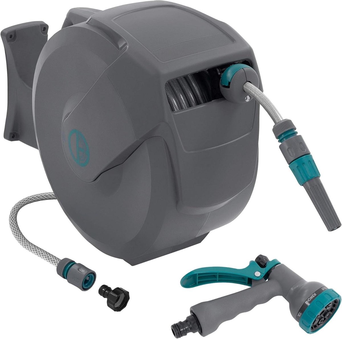 Tuinslanghaspel Automatisch - Slanghaspel Tuin - Water Geven - 180 Graden Draaibaar - 20 Meter - Grijs