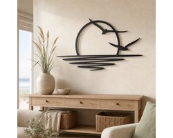 Zon muurdecoratie - Geen boren - Wanddecoratie - Deco - Zwart - Hout - Decoratie - Art - Muurdecoratie - Line art - Wall art - Wandborden - Bohemian - Kerstcadeau - Wandecoratie woonkamer - Valentijn cadeau - Valentijn decoratie - Vaderdag cadeau