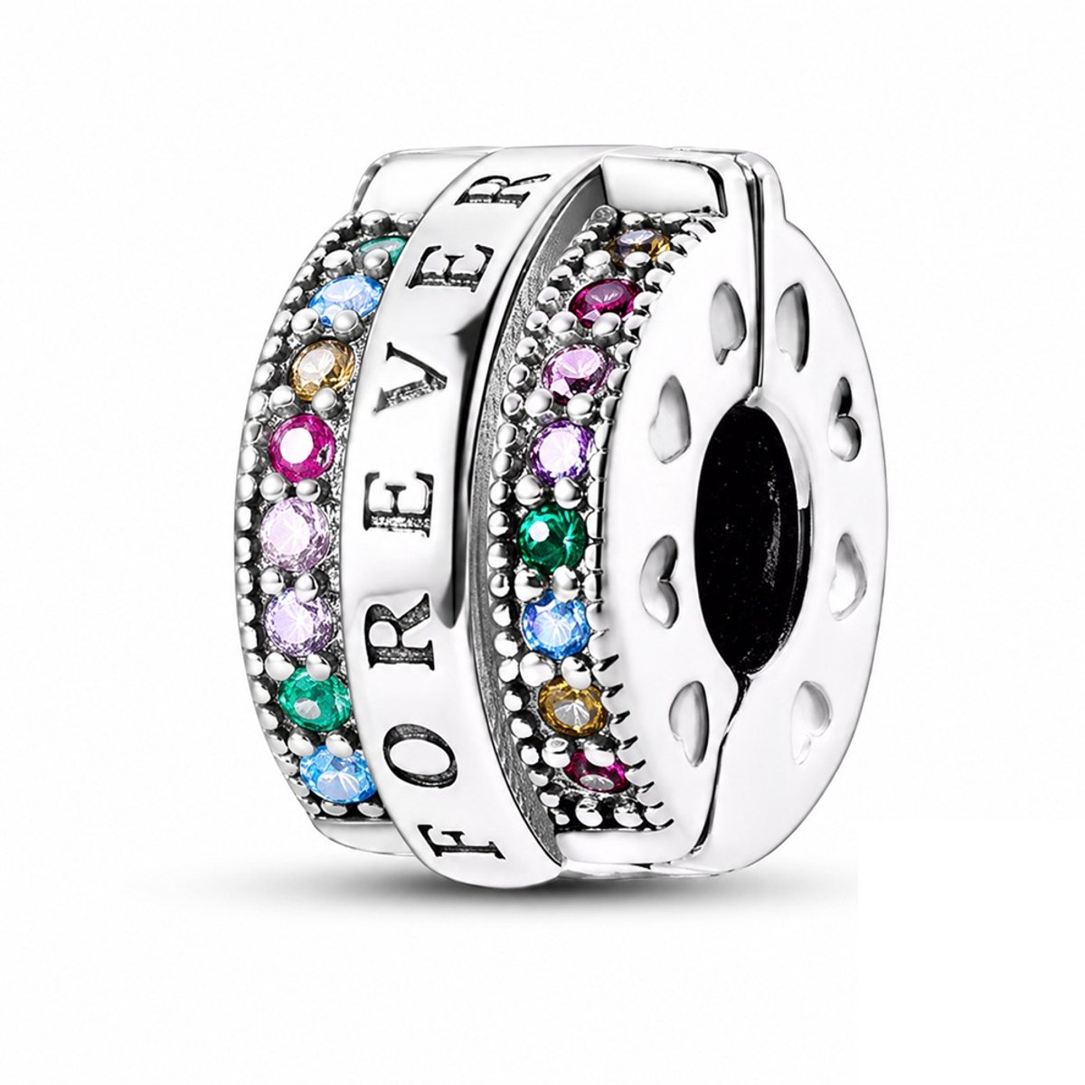 RomyStones FOREVER Stopperbedel – Clipbedel – 925 Sterling Zilver – Gekleurde Zirkonia